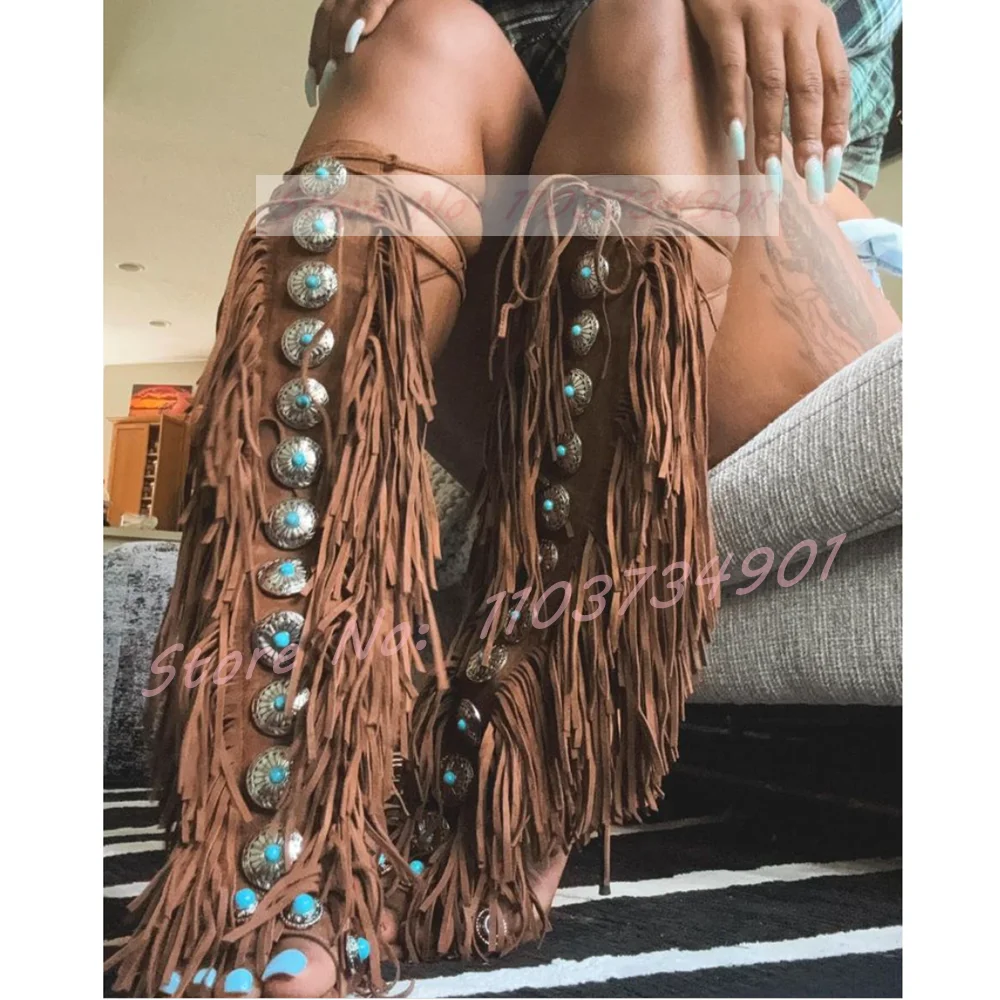 Tassels Open Toe Gems Knee Hig - Crossfit Lady 리뷰 및 가격